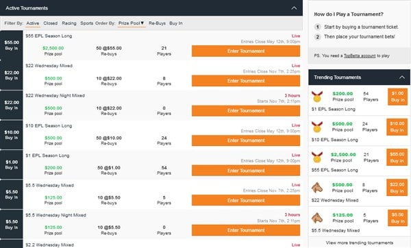 Topbetta Tournaments
